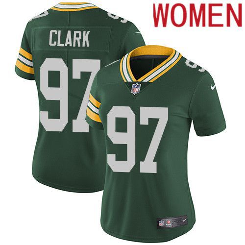 Women Green Bay Packers 97 Kenny Clark Green Nike Vapor Limited NFL Jersey
